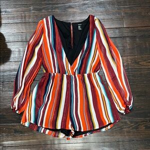 Striped Multicolor Long Sleeve Romper